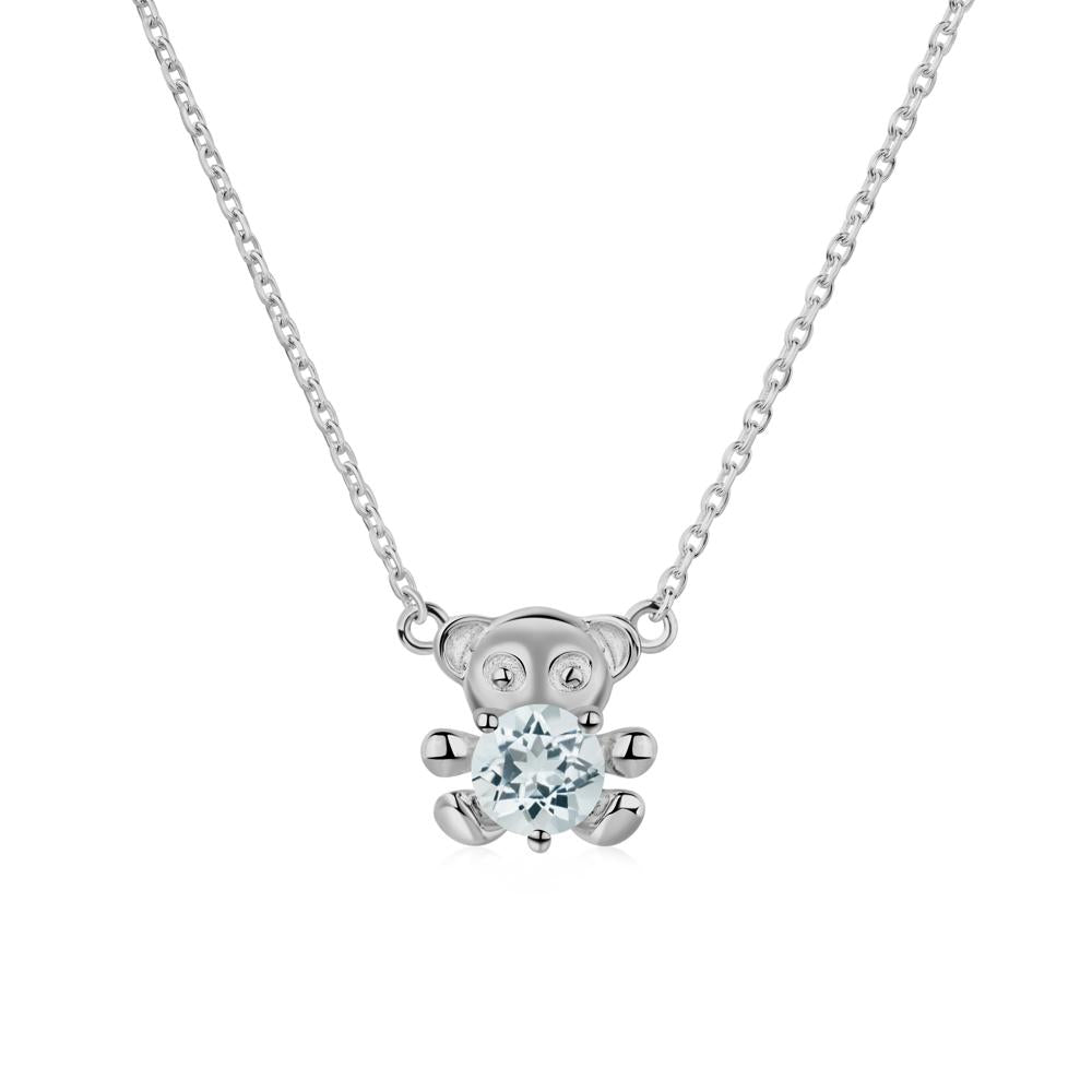 Aquamarine Bear Necklace - LUO Jewelry #metal_platinum