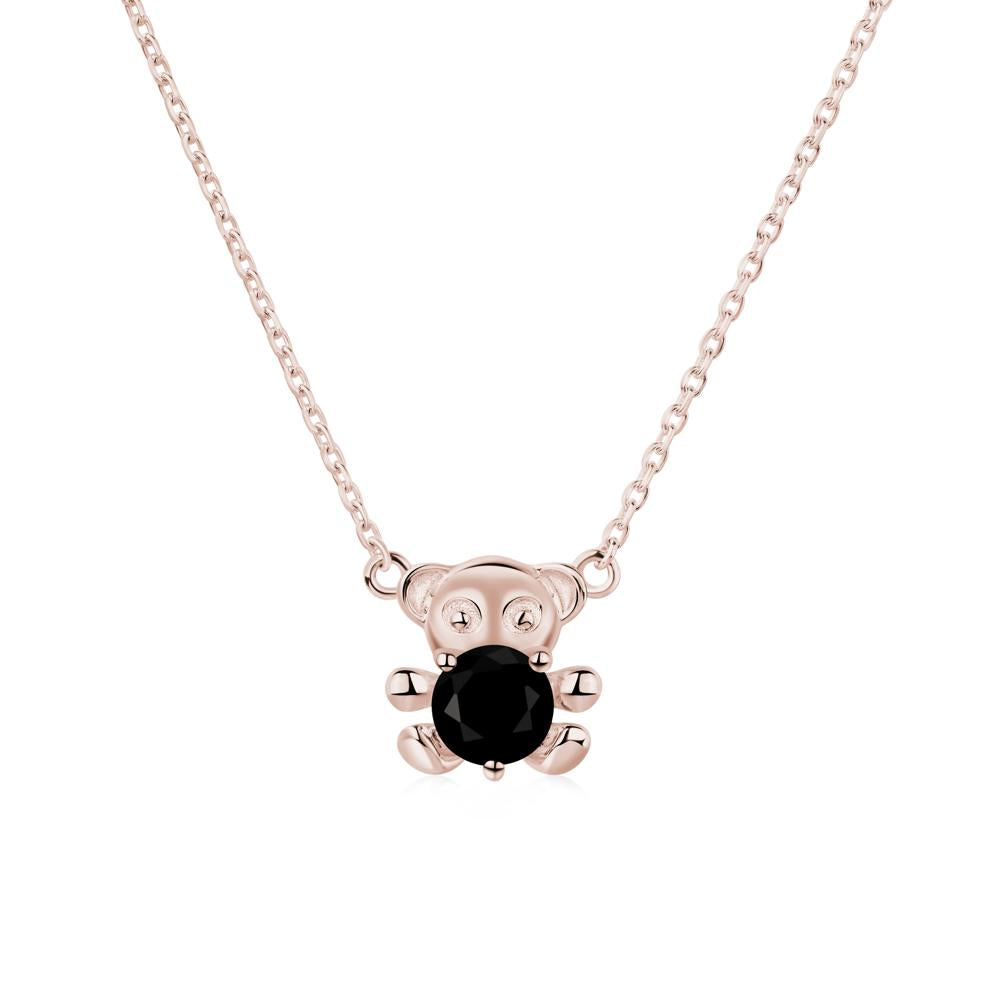 Black Spinel Bear Necklace - LUO Jewelry #metal_14k rose gold