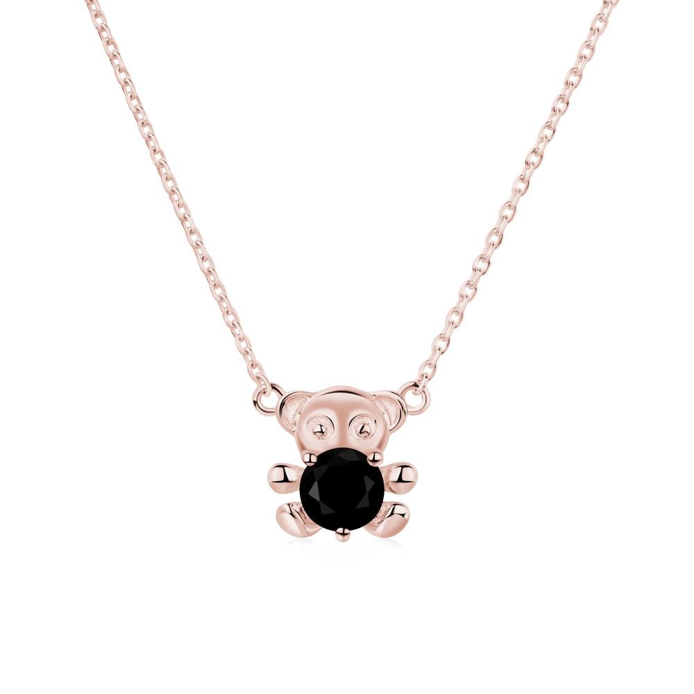 Black Spinel Bear Necklace - LUO Jewelry #metal_18k rose gold