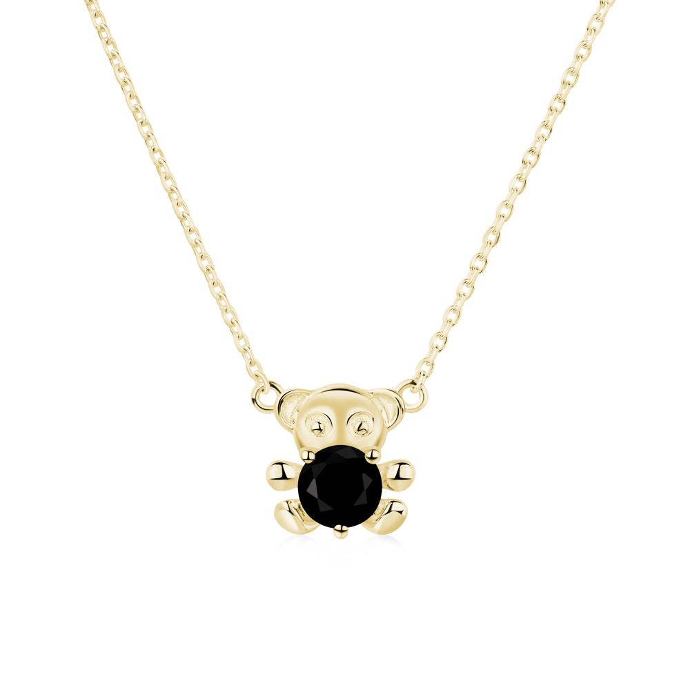 Black Spinel Bear Necklace - LUO Jewelry #metal_18k yellow gold