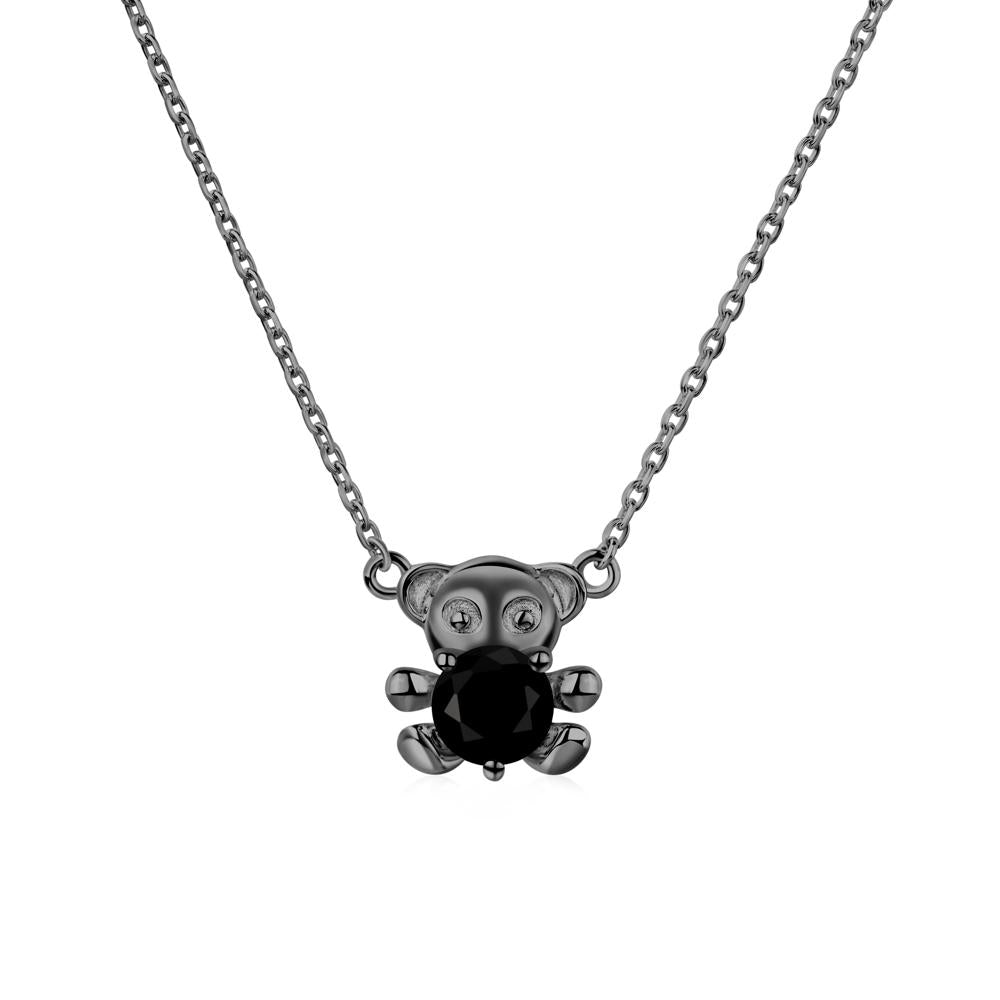 Black Spinel Bear Necklace - LUO Jewelry #metal_black finish sterling silver