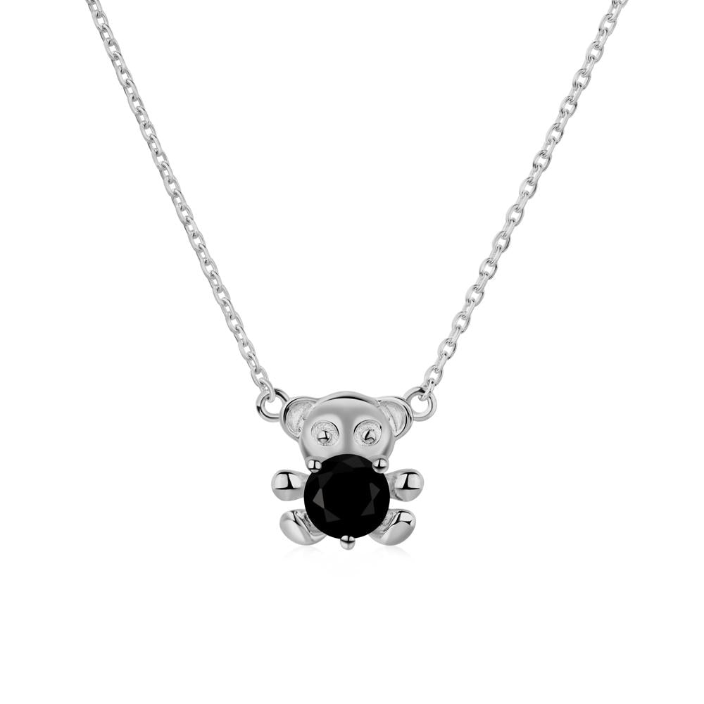 Black Spinel Bear Necklace - LUO Jewelry #metal_platinum