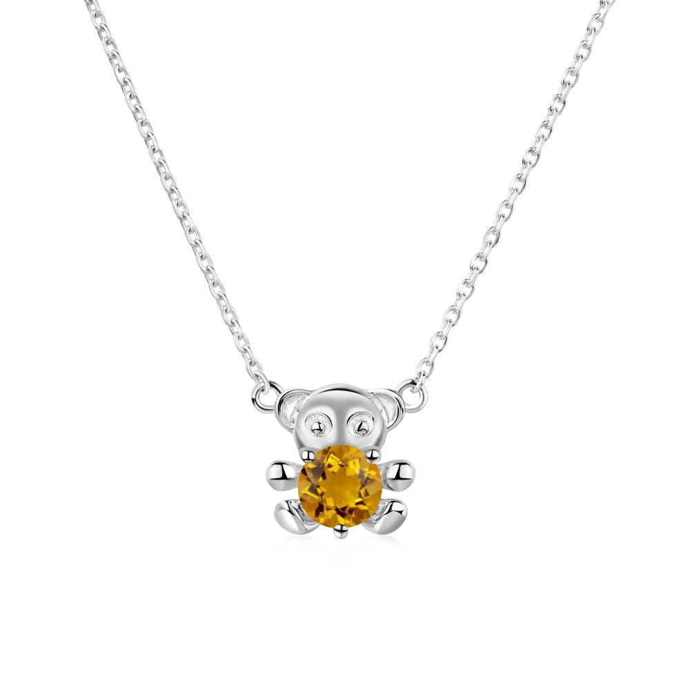 Citrine Teddy Bear Necklace - LUO Jewelry #metal_14k white gold