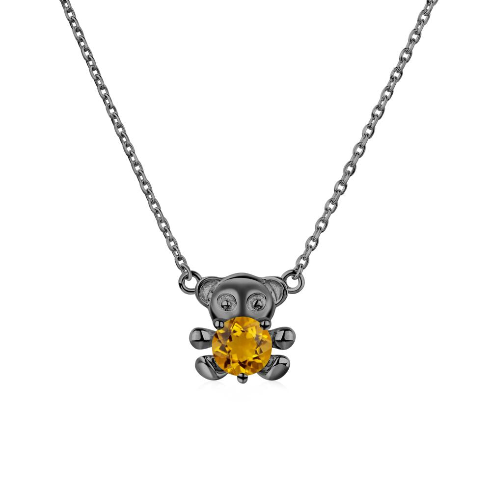 Citrine Teddy Bear Necklace - LUO Jewelry #metal_black finish sterling silver