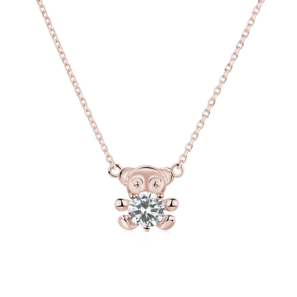 Cubic Zirconia Bear Necklace - LUO Jewelry #metal_14k rose gold