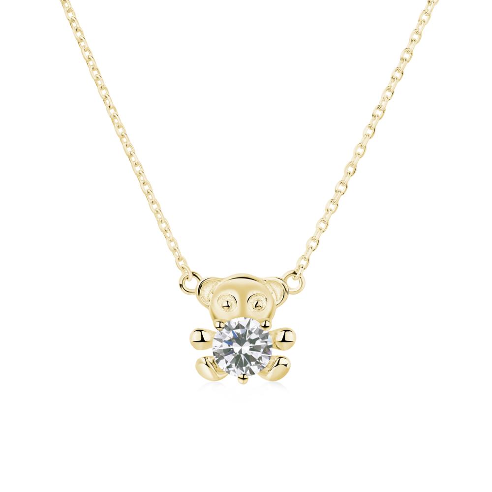 Cubic Zirconia Bear Necklace - LUO Jewelry #metal_18k yellow gold