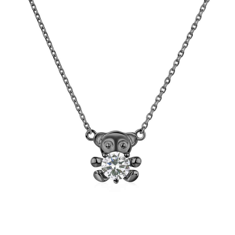 Cubic Zirconia Bear Necklace - LUO Jewelry #metal_black finish sterling silver