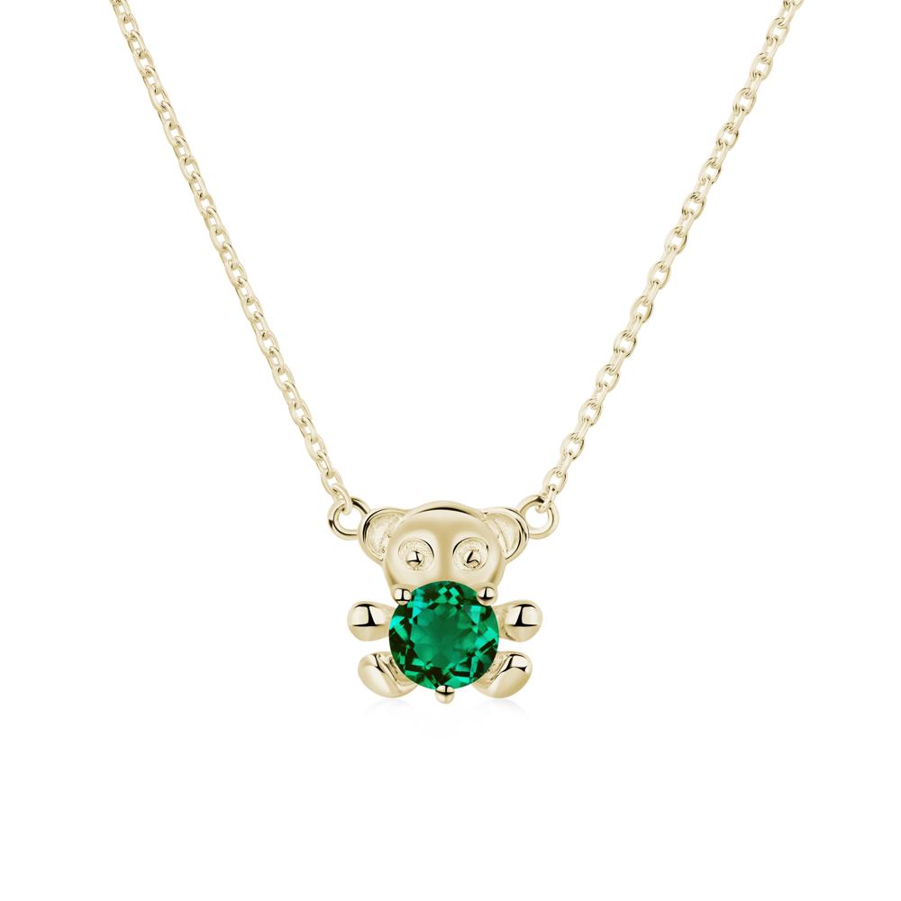 Emerald Teddy Bear Necklace - LUO Jewelry #metal_14k yellow gold