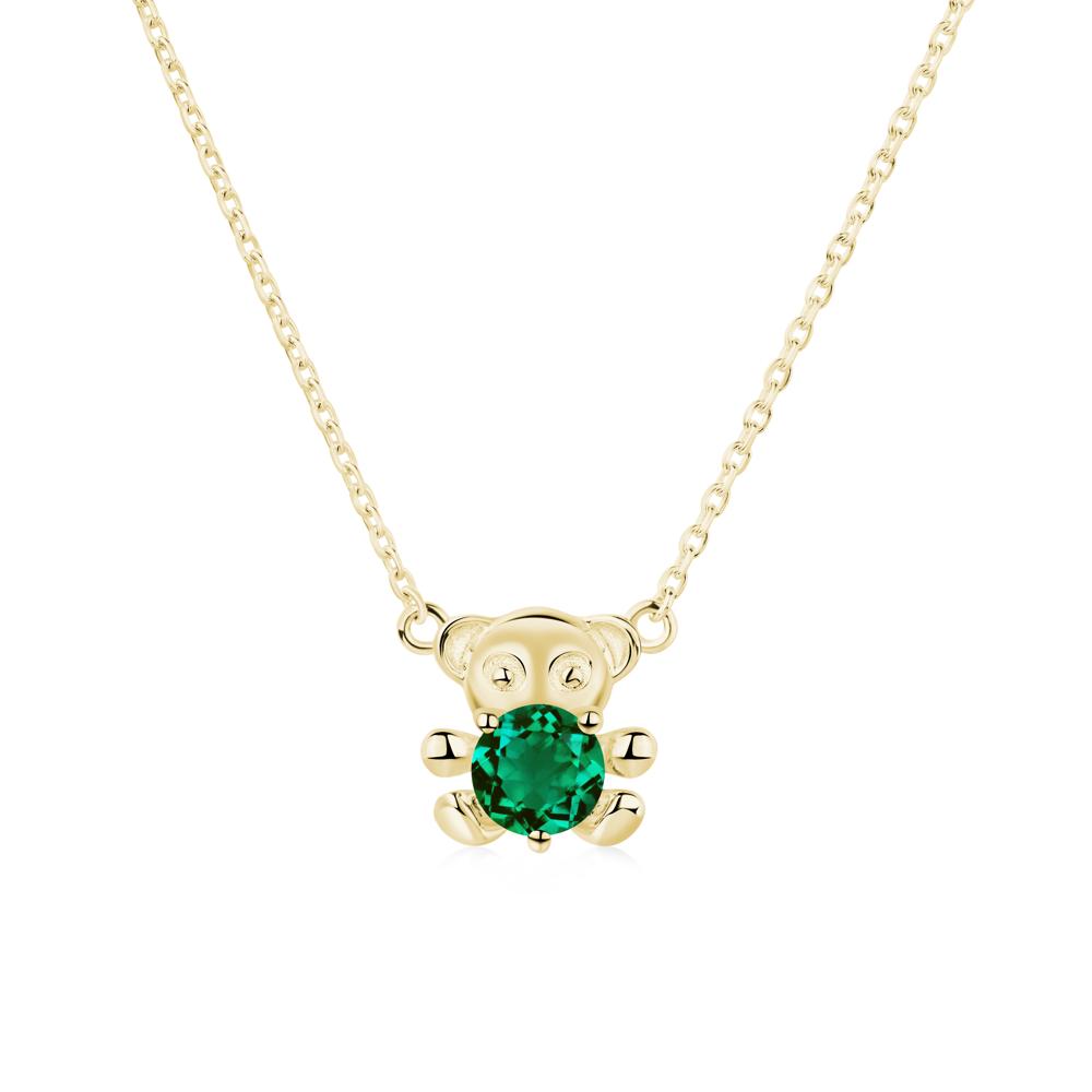 Emerald Teddy Bear Necklace - LUO Jewelry #metal_18k yellow gold