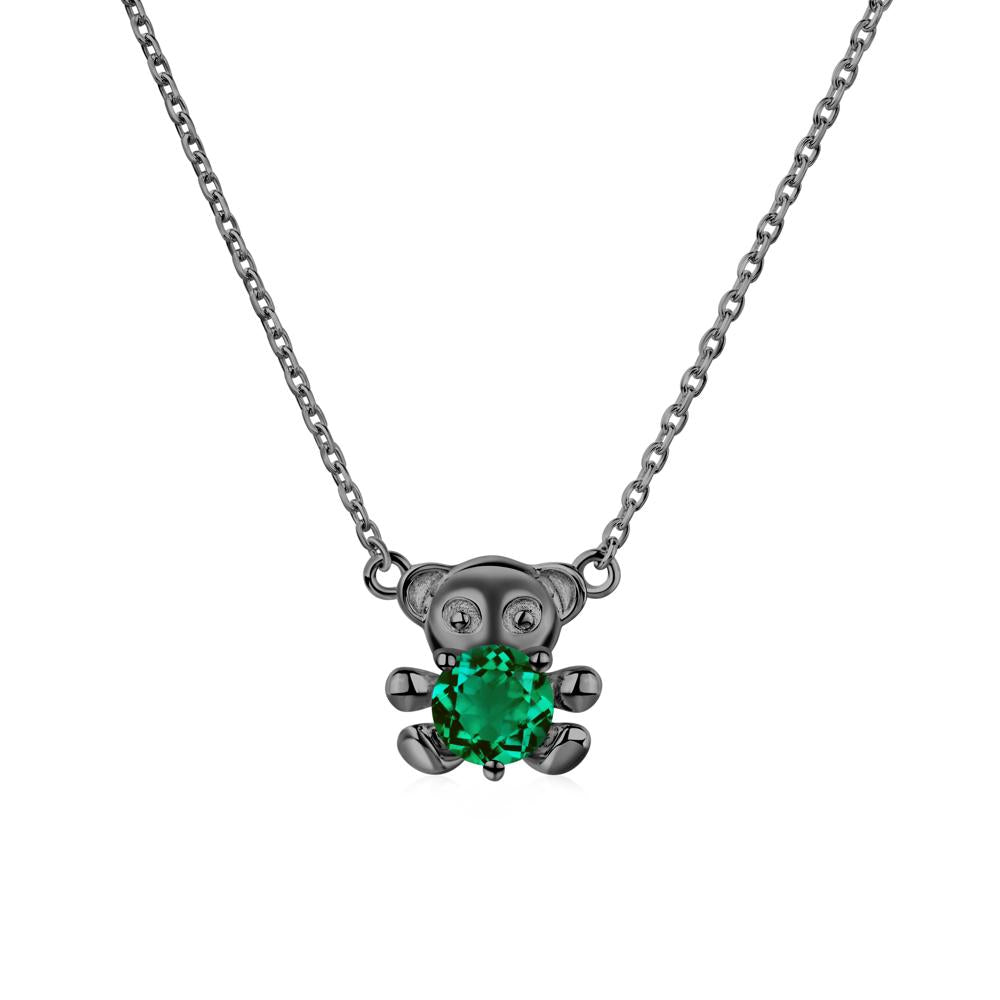 Emerald Teddy Bear Necklace - LUO Jewelry #metal_black finish sterling silver