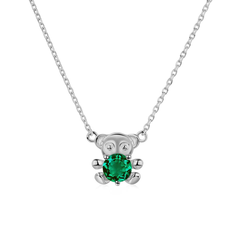 Emerald Teddy Bear Necklace - LUO Jewelry #metal_platinum