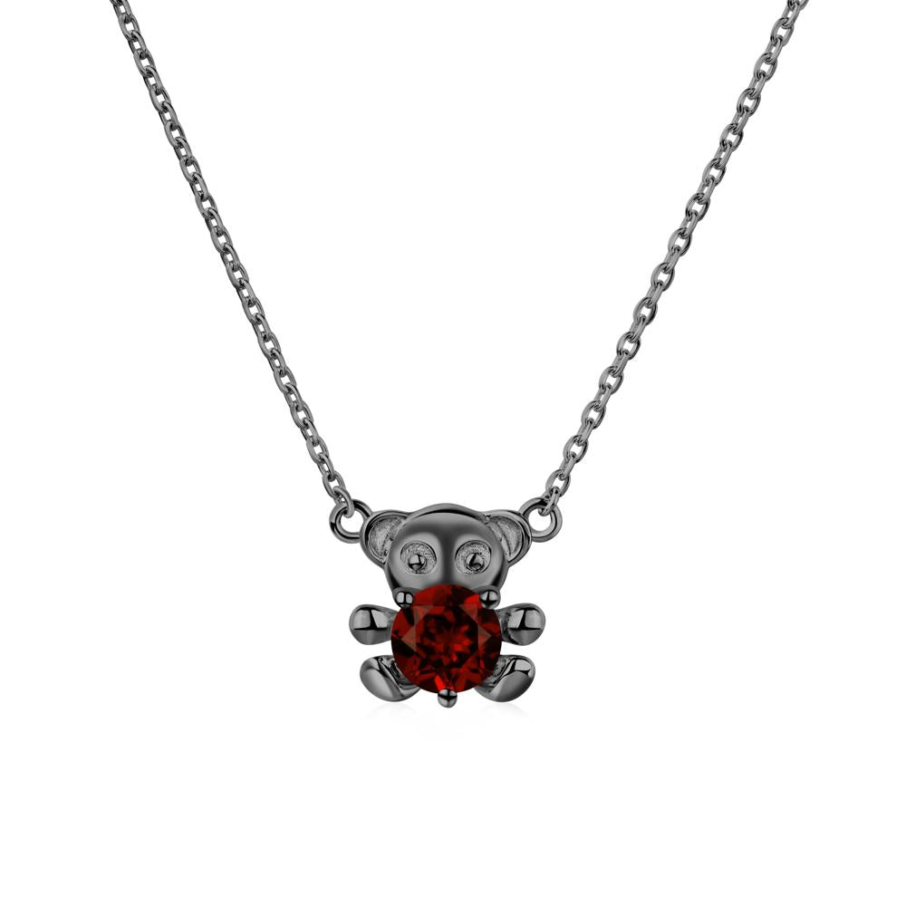 Garnet Bear Necklace - LUO Jewelry #metal_black finish sterling silver