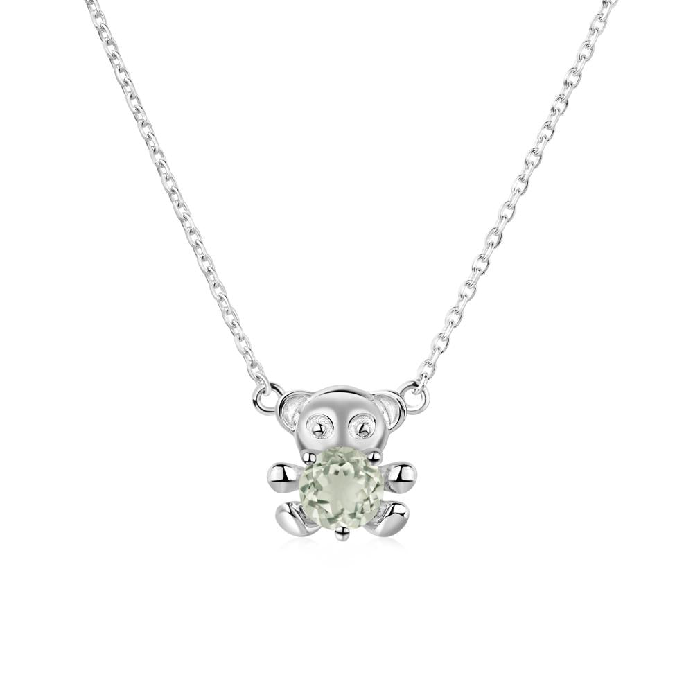 Green Amethyst Teddy Bear Necklace - LUO Jewelry #metal_14k white gold