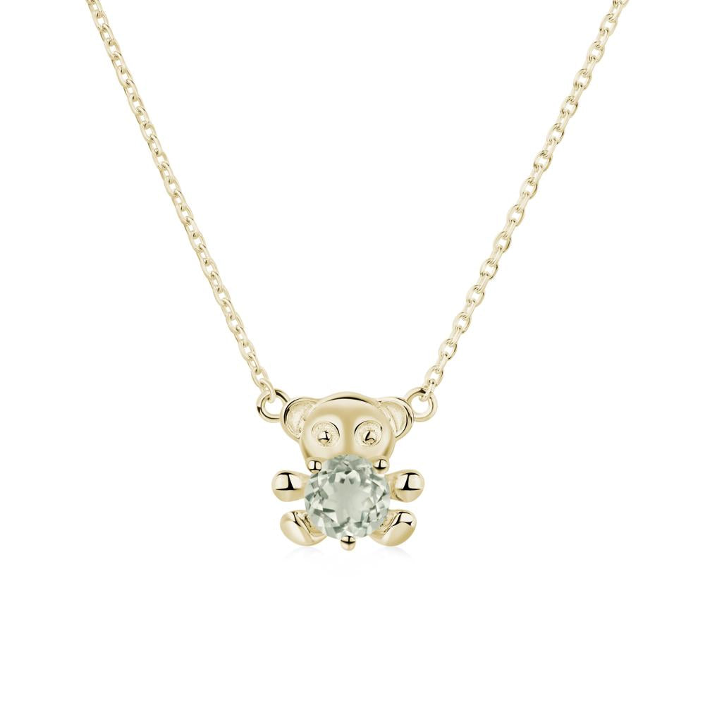 Green Amethyst Teddy Bear Necklace - LUO Jewelry #metal_14k yellow gold