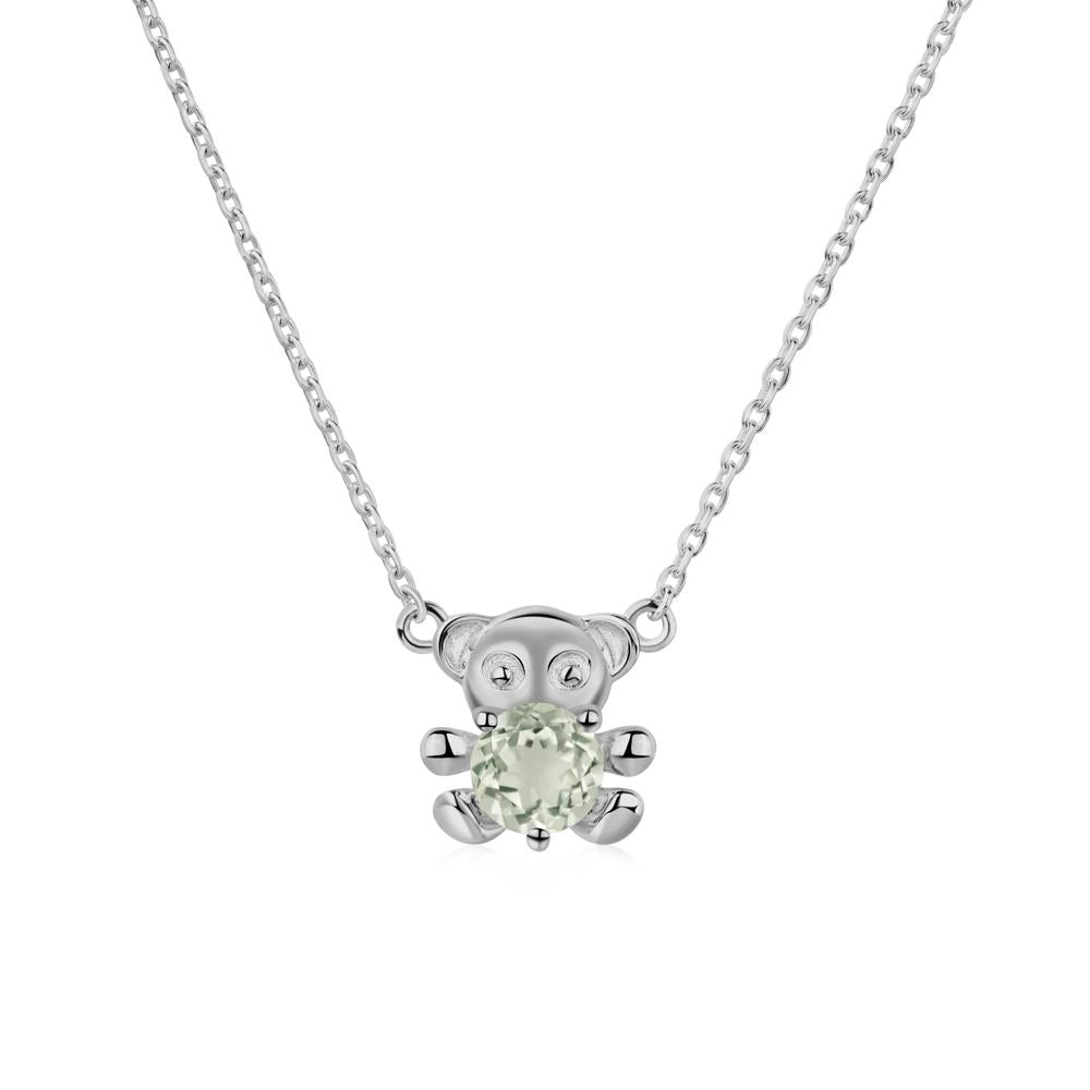 Green Amethyst Teddy Bear Necklace - LUO Jewelry #metal_platinum