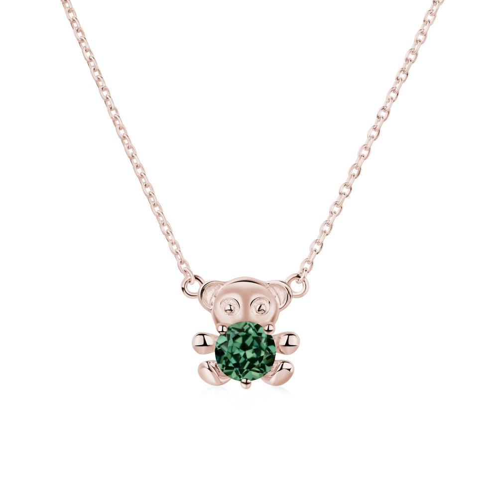 Green Sapphire Teddy Bear Necklace - LUO Jewelry #metal_14k rose gold