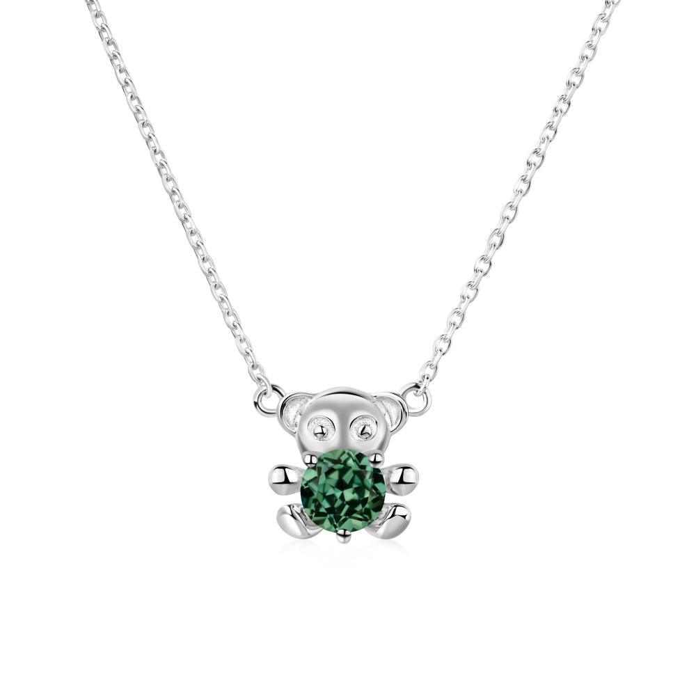 Green Sapphire Teddy Bear Necklace - LUO Jewelry #metal_14k white gold