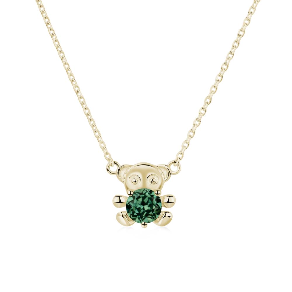 Green Sapphire Teddy Bear Necklace - LUO Jewelry #metal_14k yellow gold