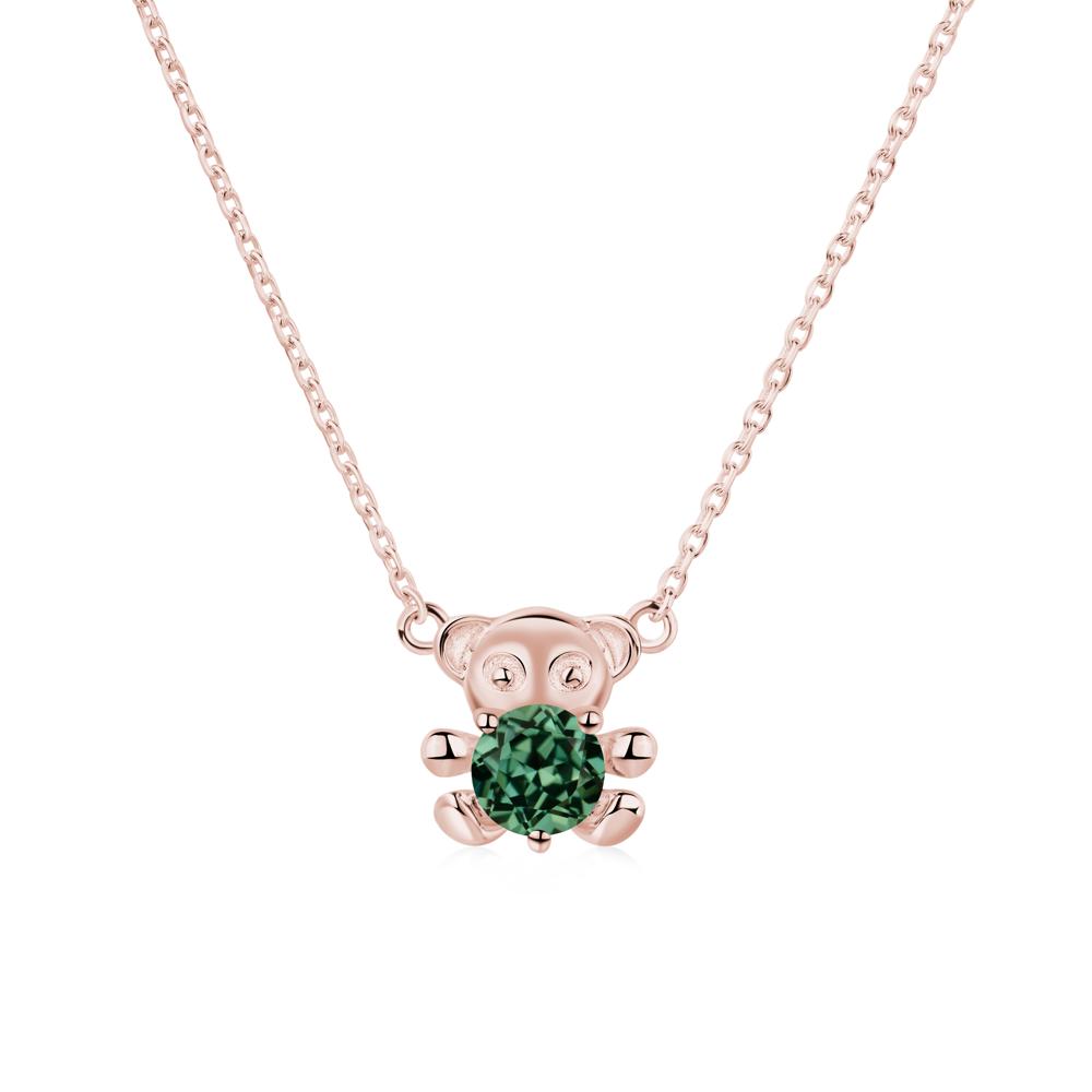 Green Sapphire Teddy Bear Necklace - LUO Jewelry #metal_18k rose gold