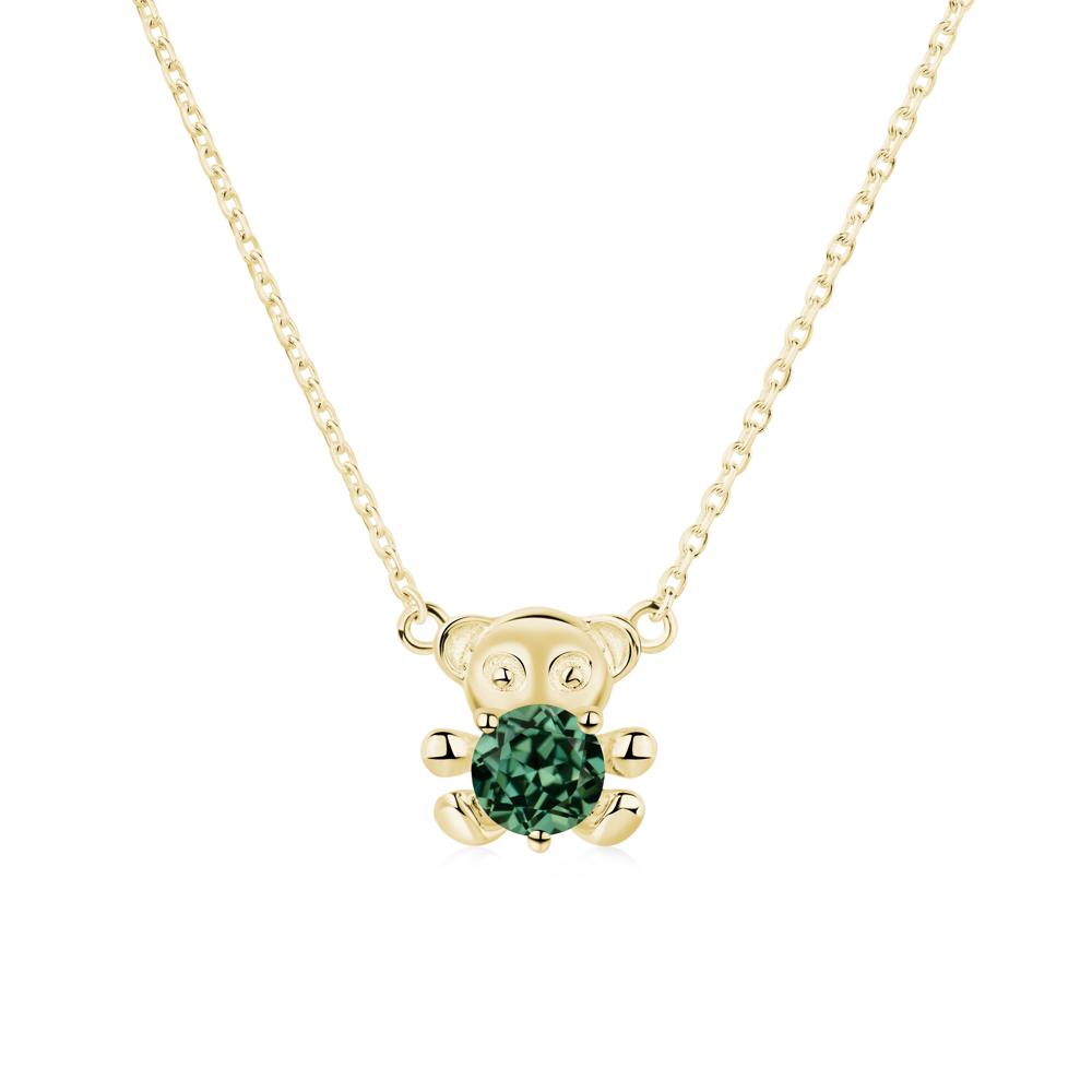 Green Sapphire Teddy Bear Necklace - LUO Jewelry #metal_18k yellow gold