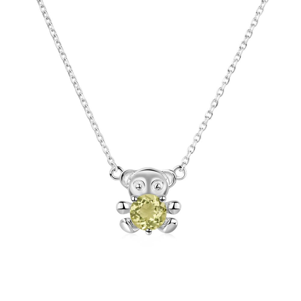 Lemon Quartz Teddy Bear Necklace - LUO Jewelry #metal_sterling silver