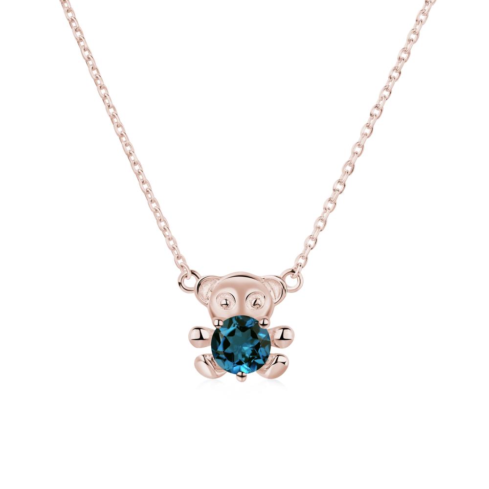 London Blue Topaz Bear Necklace - LUO Jewelry #metal_14k rose gold