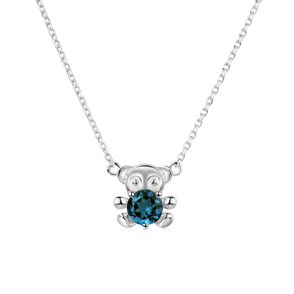 London Blue Topaz Bear Necklace - LUO Jewelry #metal_18k white gold