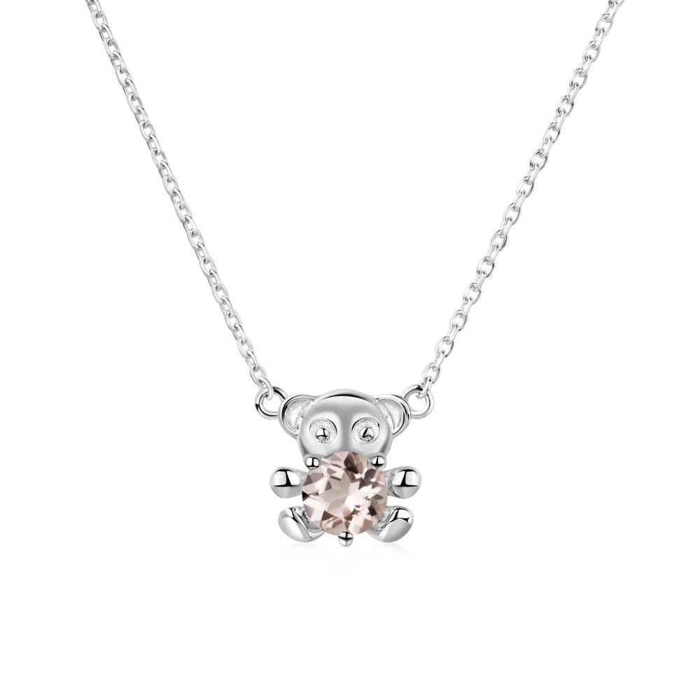 Morganite Teddy Bear Necklace - LUO Jewelry #metal_14k white gold