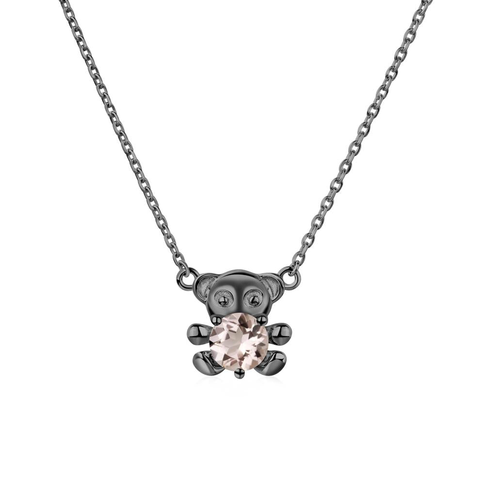 Morganite Teddy Bear Necklace - LUO Jewelry #metal_black finish sterling silver