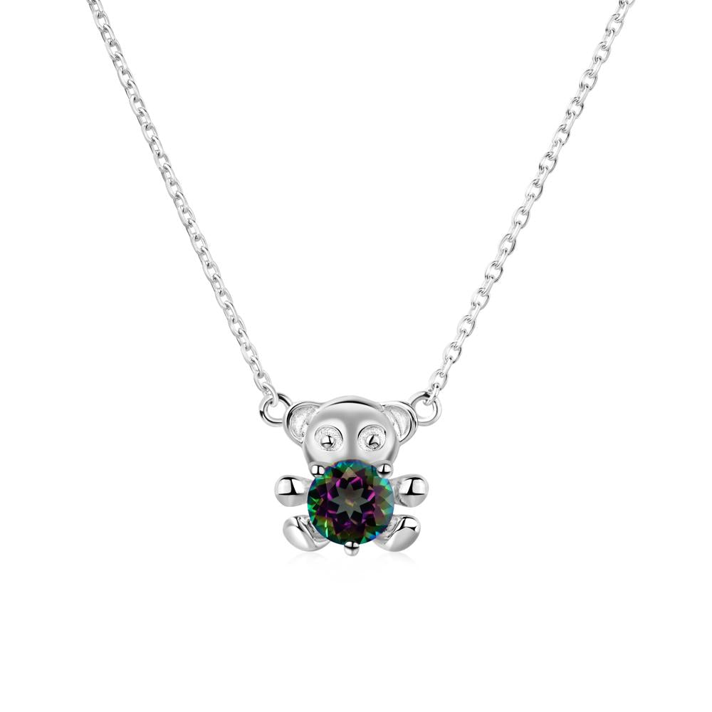 Mystic Topaz Bear Necklace - LUO Jewelry #metal_14k white gold