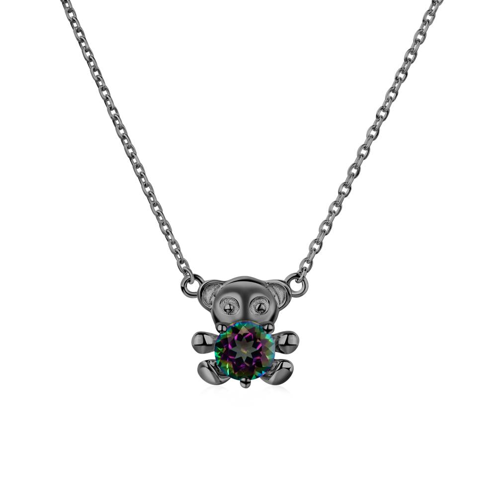 Mystic Topaz Bear Necklace - LUO Jewelry #metal_black finish sterling silver