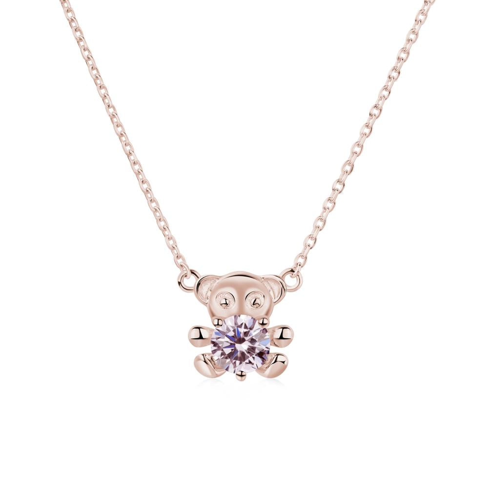 Pink Cubic Zirconia Teddy Bear Necklace - LUO Jewelry #metal_14k rose gold