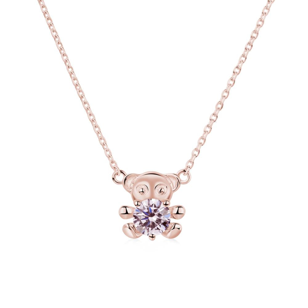 Pink Cubic Zirconia Teddy Bear Necklace - LUO Jewelry #metal_18k rose gold