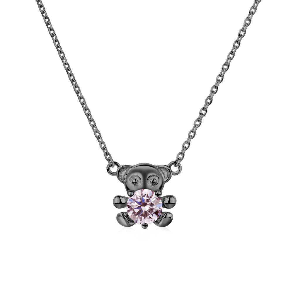 Pink Cubic Zirconia Teddy Bear Necklace - LUO Jewelry #metal_black finish sterling silver