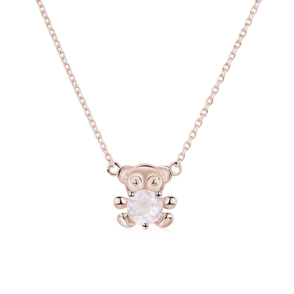 Rose Quartz Teddy Bear Necklace - LUO Jewelry #metal_14k rose gold