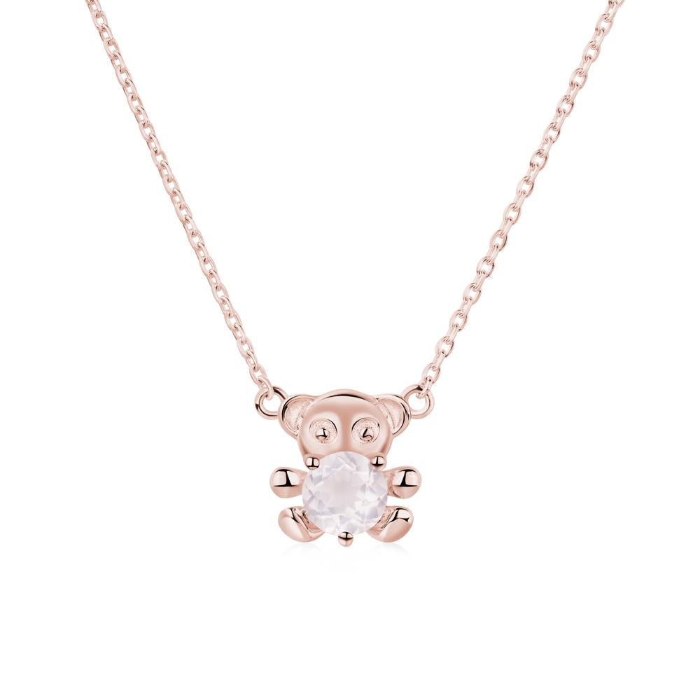 Rose Quartz Teddy Bear Necklace - LUO Jewelry #metal_18k rose gold