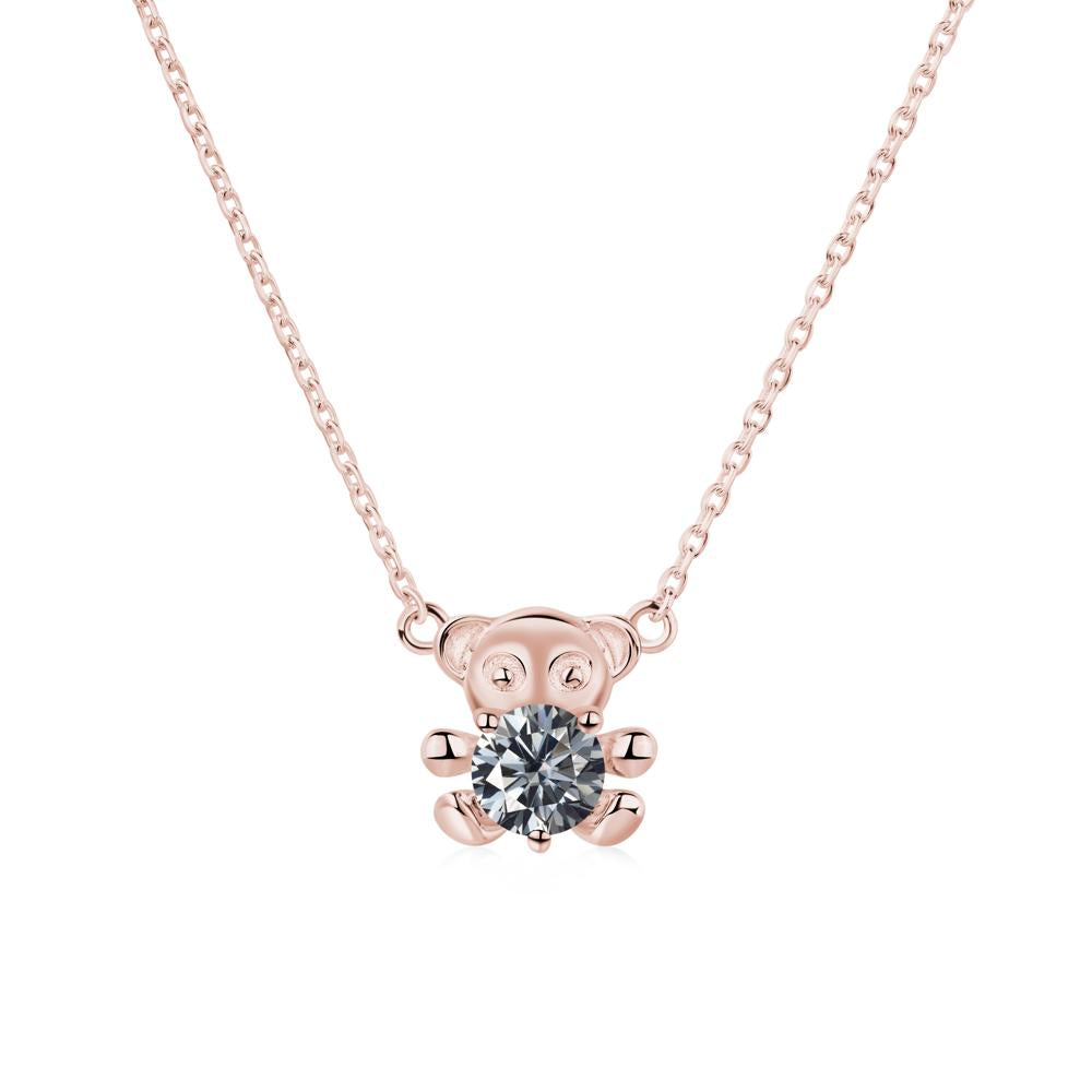 Grey Moissanite Teddy Bear Necklace - LUO Jewelry #metal_18k rose gold