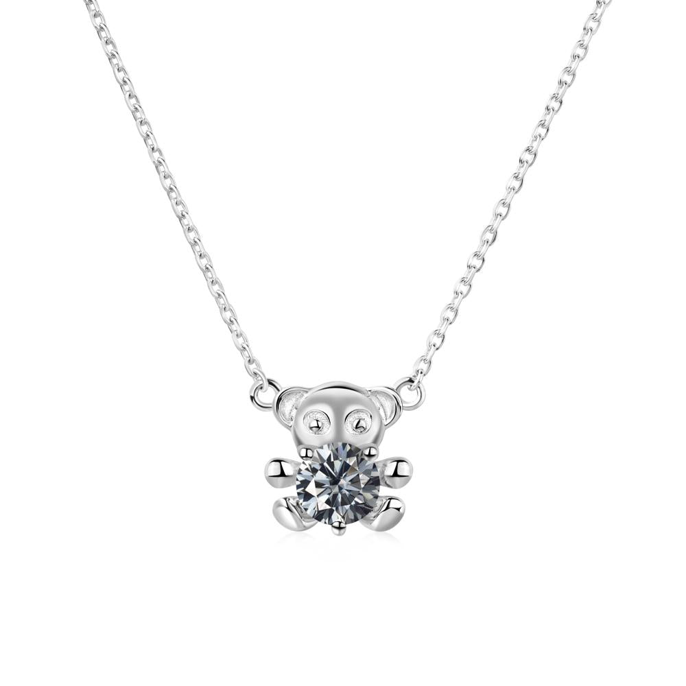 Grey Moissanite Teddy Bear Necklace - LUO Jewelry #metal_sterling silver