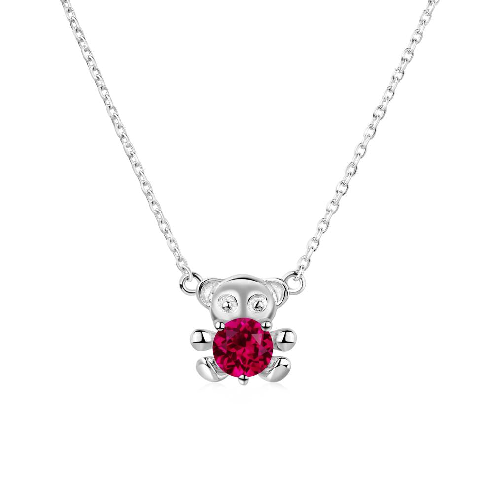 Ruby Teddy Bear Necklace - LUO Jewelry #metal_14k white gold