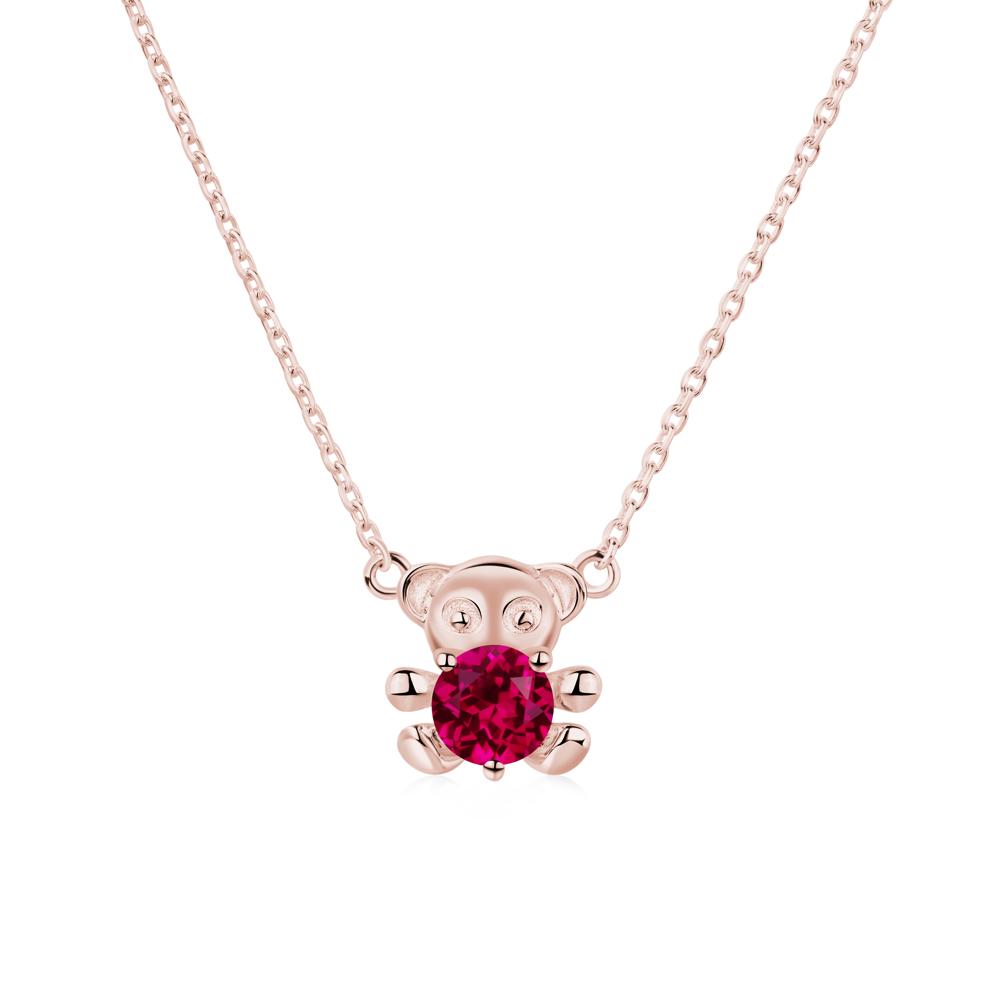 Ruby Teddy Bear Necklace - LUO Jewelry #metal_18k rose gold