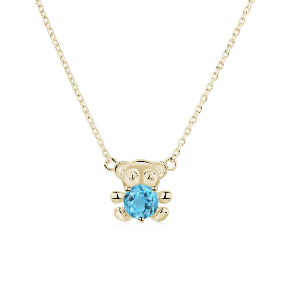 Swiss Blue Topaz Bear Necklace - LUO Jewelry #metal_14k yellow gold