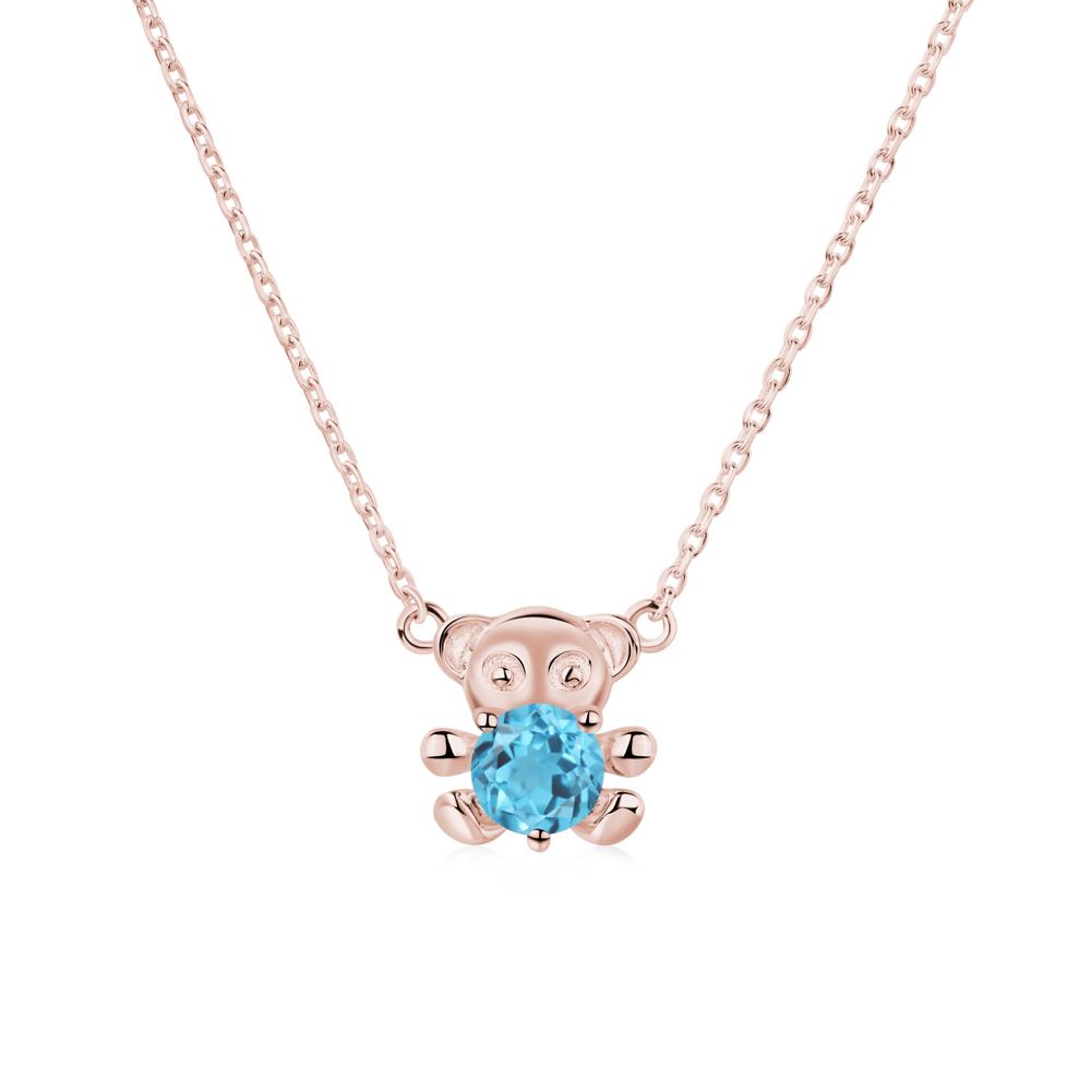 Swiss Blue Topaz Bear Necklace - LUO Jewelry #metal_18k rose gold