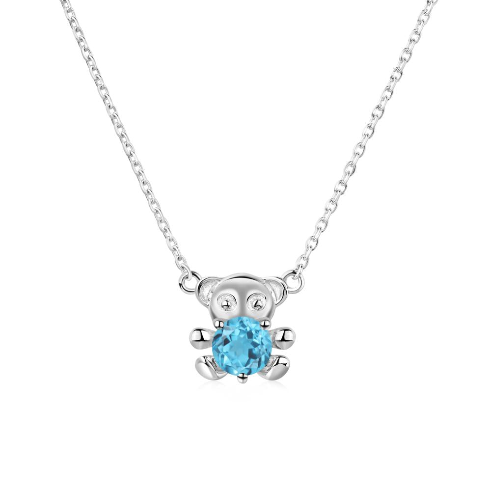 Swiss Blue Topaz Bear Necklace - LUO Jewelry #metal_18k white gold