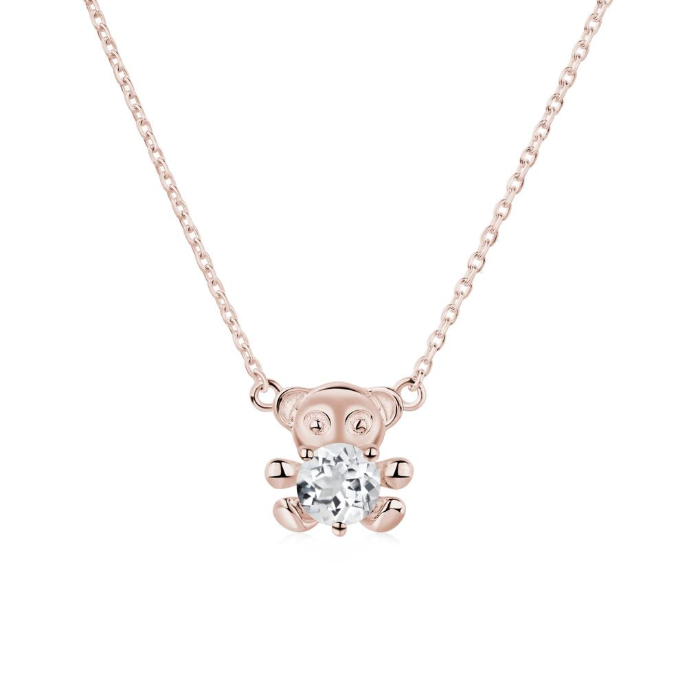 White Topaz Teddy Bear Necklace - LUO Jewelry #metal_14k rose gold