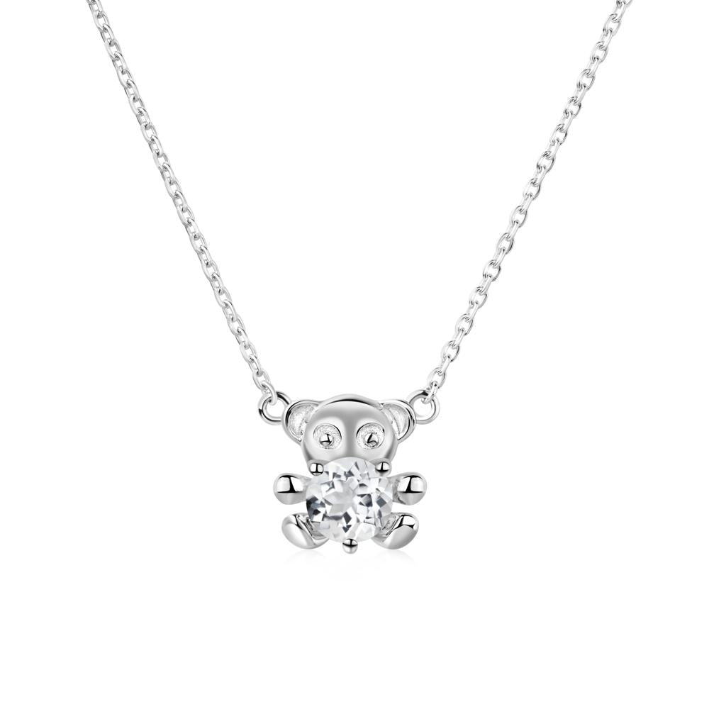 White Topaz Teddy Bear Necklace - LUO Jewelry #metal_14k white gold