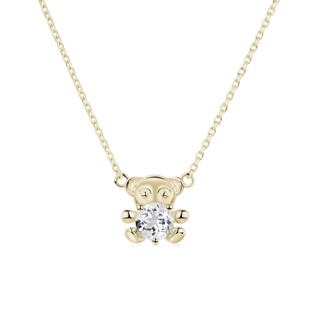 White Topaz Teddy Bear Necklace - LUO Jewelry #metal_14k yellow gold