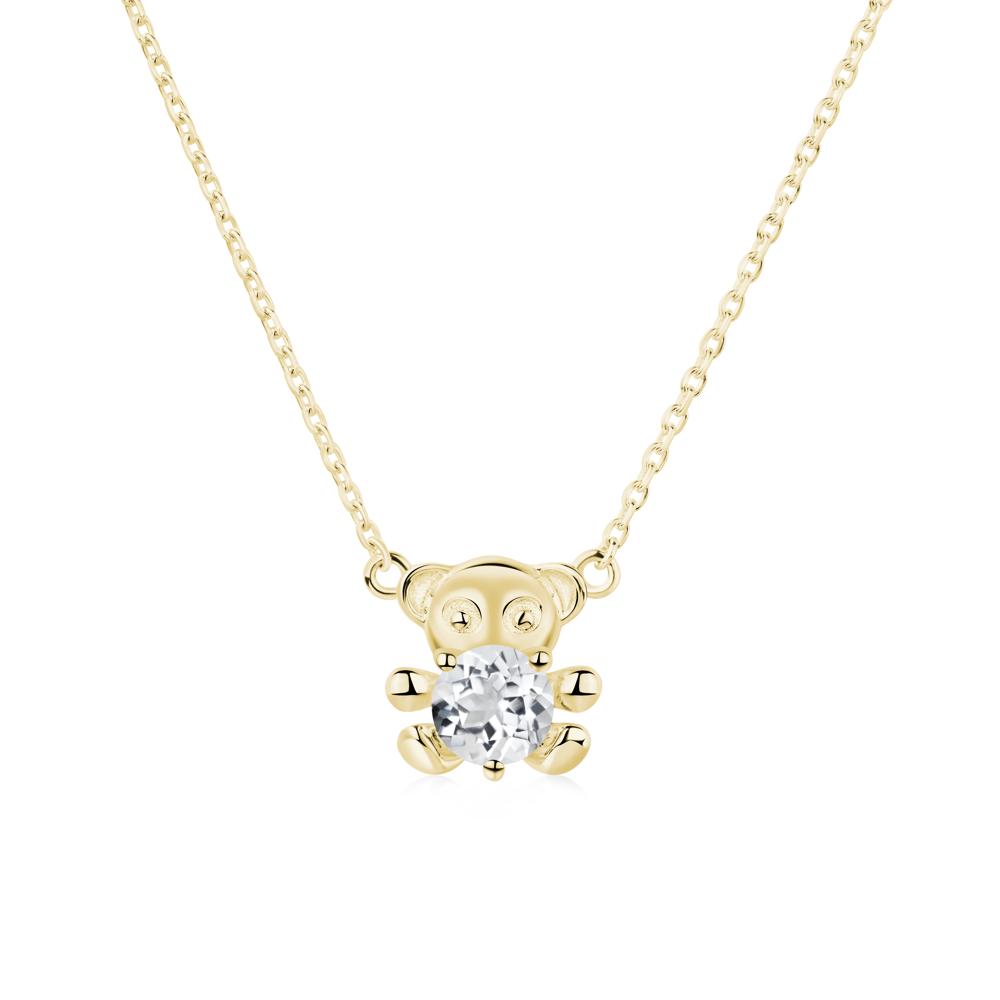 White Topaz Teddy Bear Necklace - LUO Jewelry #metal_18k yellow gold