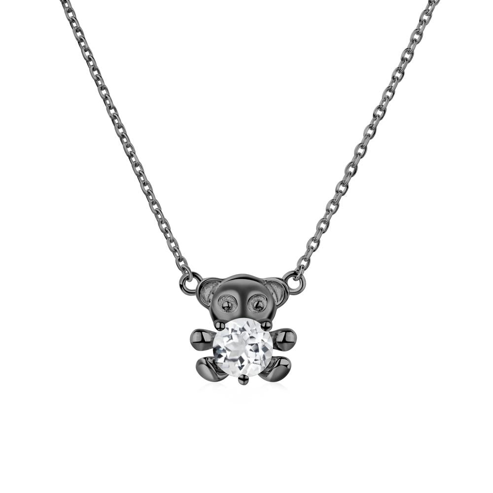 White Topaz Teddy Bear Necklace - LUO Jewelry #metal_black finish sterling silver