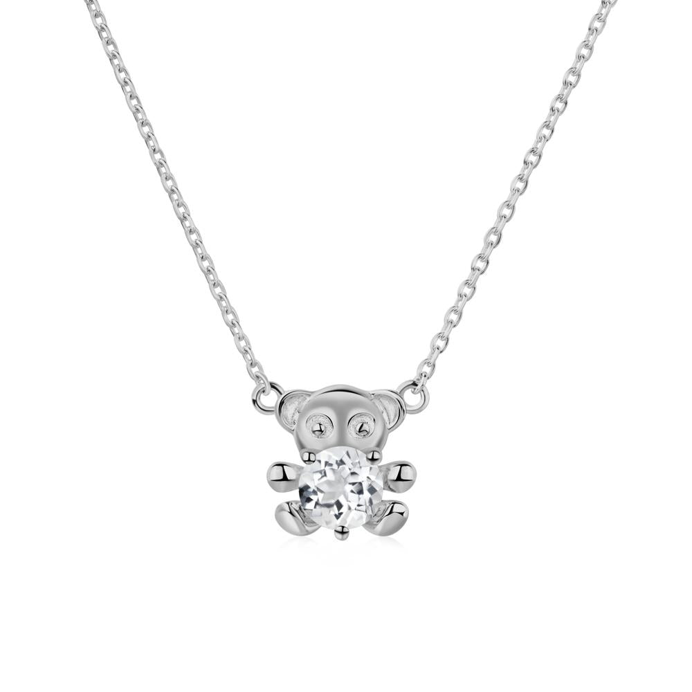 White Topaz Teddy Bear Necklace - LUO Jewelry #metal_platinum