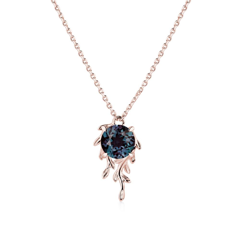 Round Cut Alexandrite Necklace - LUO Jewelry #metal_18k rose gold